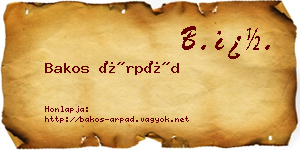 Bakos Árpád névjegykártya